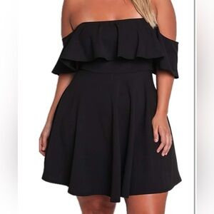 XL Black Off-Shoulder Mini Sundress